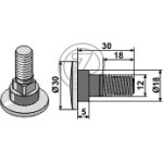 Boulon pour couteaux rotatifs - m12x1, 75 - 12. 9