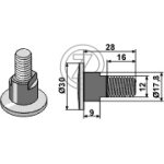 Boulon pour couteaux rotatifs - m12x175 - 12. 9 56115800 | kuhn huard