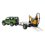 Bruder | jouet land rover defender avec remorque simple essieu, mini - pelle jcb + figurine Bruder | jouet land rover defender avec remorque simple essieu, mini - pelle jcb + figurine