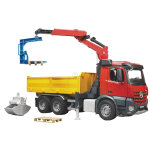 Bruder | mb arocs camion de chantier avec grue, grappin et 2 palettes
