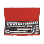 Coffret de douilles 1 / 2  24 pices en pouce, 12 pans