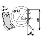Fleau broyeur 80x35x5 mm agrimaster ag3000993 adaptable