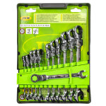 Jeu de 12 cl�s mixtes a cliquet articul�es