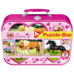 Jouet chevaux - coffret de puzzles 2x26, 2x48 pices, dans un coffret mtallique