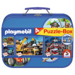 Jouet playmobil puzzle, 2x60, 2x100 pi�ces dans une coffret m�tallique � partir de 3 ans