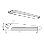 Lame arracheuse betterave 350mm droite adaptable Lame arracheuse betterave 350mm droite adaptable