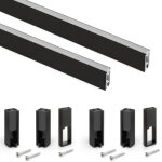 2 rails de penderie luxe avec supports - aluminium - noir textur� - 1150 mm emuca