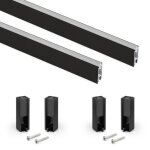 2 rails de penderie luxe avec supports - aluminium - noir textur� - 750 mm emuca