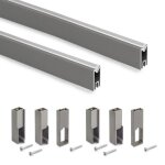 2 rails de penderie luxe avec supports - aluminium - titane - 1150 mm emuca