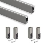 2 rails de penderie luxe avec supports - aluminium - titane - 750 mm emuca