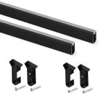 2 rails de penderie avec supports - longueur 750 mm - aluminium noir emuca