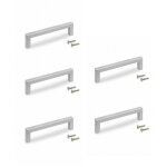 5 poign�es b�ton pour meuble habana - entraxe 128 mm - nickel� satin� emuca