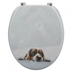 Abattant wc - mdf - charnires inox - doggy bath - gris msv