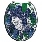 Abattant wc - mdf - charnires inox - rain forest - bleu et vert msv