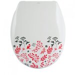 Abattant wc - thermodur - charnires inox - motif floral msv