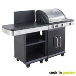 Barbecue gaz 3 brleurs + desserte - fidgi 3 cook in garden