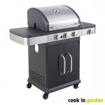 Barbecue gaz amricain 3 feux + rchaud latral - fidgi 3 cook in garden
