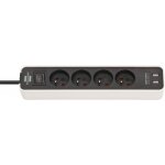 Bloc multiprises avec interrupteur 4 pc + 2 ports usb ecolor - blanc / noir brennenstuhl