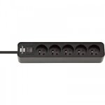 Bloc multiprises avec interrupteur - ecolor - 5 pc - noir brennenstuhl