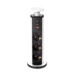 Bloc prises escamotable vertikal - 3 prises + 3 ports usb a et c - blanc emuca