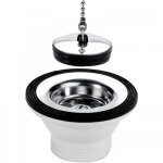 Bonde � bouchon chainette pour �vier inox - 0204014 nicoll