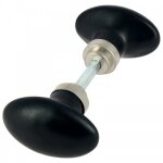 Boutons doubles ovales noirs mat - porcelaine de limoges - carr� 6 mm m�rigous