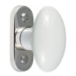 Bouton de fentre ovale en porcelaine sur platine moderne nickele mrigous