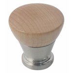 Bouton de meuble cne bois naturel verni et chrom mat bricozor