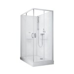 Cabine de douche 120x80 cm izibox 2 - accès d'angle par portes coulissantes sérigraphiées leda Cabine de douche 120x80 cm izibox 2 - accès d'angle par portes coulissantes sérigraphiées leda
