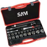 Coffret 1 / 2'' douilles, cliquet et accessoires - 27 pièces sam outillage Coffret 1 / 2'' douilles, cliquet et accessoires - 27 pièces sam outillage