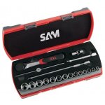 Coffret 3 / 8'' douilles et accessoires - 19 pièces sam outillage Coffret 3 / 8'' douilles et accessoires - 19 pièces sam outillage