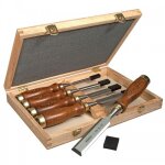 Coffret de 5 ciseaux � bois avec manche bois stanley
