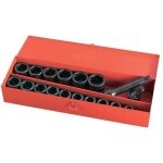 Coffret douilles à chocs 3 / 4'' 19 à 42 mm et accessoires - 18 pièces sam outillage Coffret douilles à chocs 3 / 4'' 19 à 42 mm et accessoires - 18 pièces sam outillage