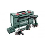 Combo set 2. 4. 4 18v - perceuse  percussion sans fil + meuleuse d'angle sans fil metabo