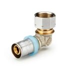 Coude 90� � sertir pour tube multicouche �16 avec �crou libre femelle 15x21 rbm