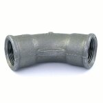 Coude fonte 45 femelle / femelle - filetage 15 / 21 noir codital