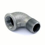 Coude fonte 90 mle / femelle - filetage 15 / 21 noir codital
