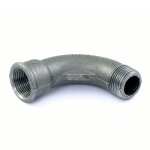 Courbe fonte 90 grand rayon mle / femelle - filetage 15 / 21 noir codital