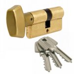 Cylindre � bouton te - 5 sur passe g�n�ral - b30x30 mm - laiton poli tesa s�curit�