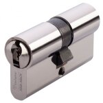Cylindre double vari� en laiton nickel� type hdi + - avec 3 cl�s - 30x50mm vachette