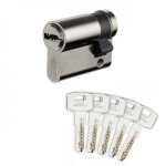 Cylindre de s�ret� - laiton nickel� - 5 cl�s brevet�es - 30x10 - velix vachette