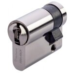 Demi - cylindre simple vari� de s�ret� en laiton nickel� - s�rie vip + - 40x10mm vachette