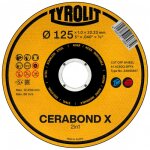 Disque  trononner cerabond x 2en1 acier et inox - 125x1x22, 23 mm - par 25 tyrolit