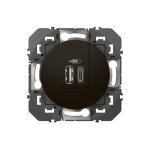 Double chargeur usb type a + usb type c - dooxie - noir legrand