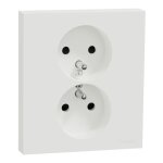 Double prise de courant 2p + t avec plaque odace ii - blanc craie schneider