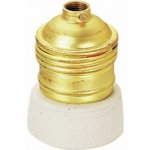 Douille e27 acier laitonn� collerette porcelaine ebenoid