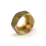 Ecrou laiton 6 pans pour collet battu brut  12 - filetage 15 / 21 bricozor
