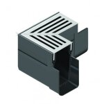 El�ment d'angle pour caniveau avec grille alu - gris - slimline aco
