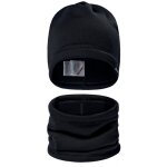 Ensemble bonnet et tour de cou en polaire noire engel