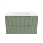 Ensemble meuble vasque salle de bains - 80 cm - 2 tiroirs - vert olive aurlane